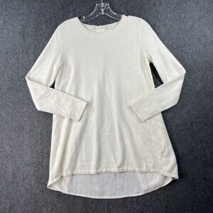 Soft Surroundings Sirena A-line Sweater Ivory Size XS Wool Blend Chiffon Insert